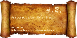 Antunovits Réka névjegykártya